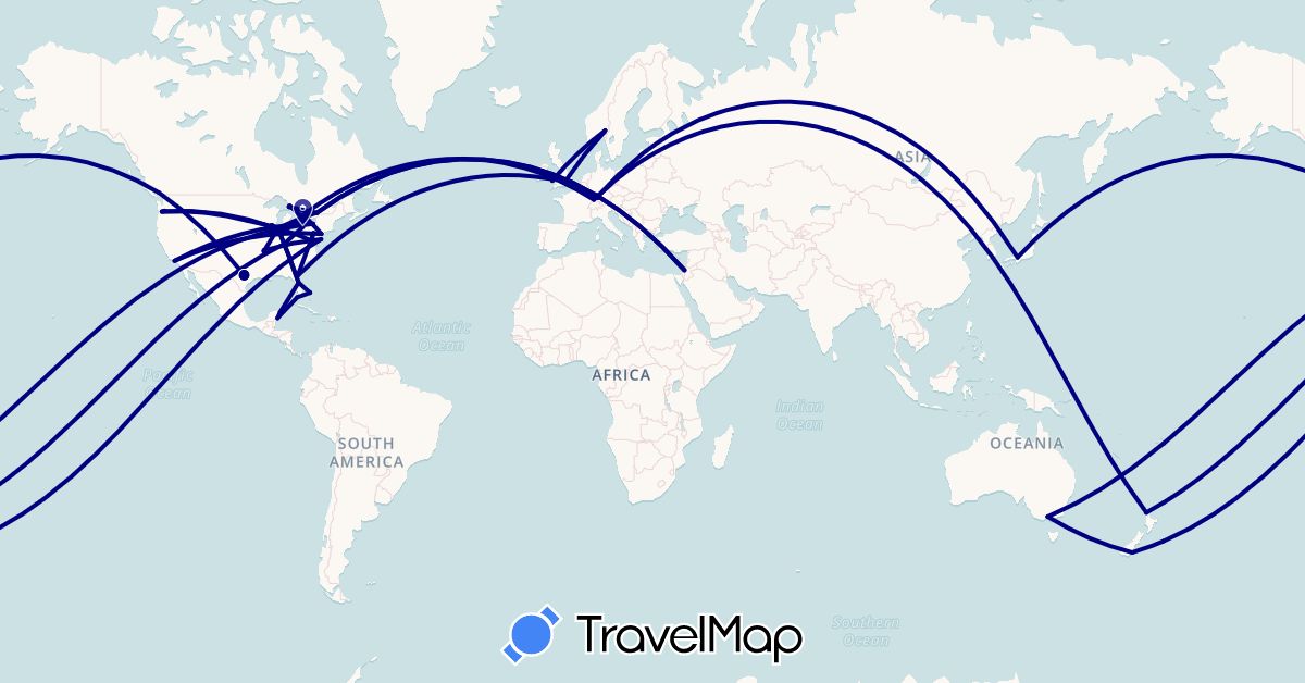 TravelMap itinerary: driving in Australia, Bahamas, Canada, Germany, United Kingdom, Israel, Japan, Mexico, Norway, New Zealand, United States (Asia, Europe, North America, Oceania)